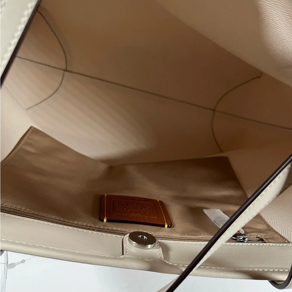 NWT COACH City Tote Bag Signature Canvas With Floral Print Silver/Sand - Picture 5 of 9